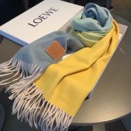 Loewe Color Block Cashmere Scarf In Sky Blue/Multicolor