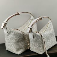 Loewe Cubi Bag In Anagram Jacquard and Calfskin White