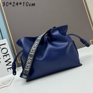 Loewe Medium Flamenco Clutch with Jacquard Strap In Nappa Calfskin Blue