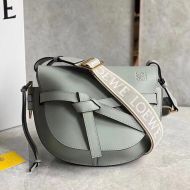 Loewe Mini Gate Dual Bag with Jacquard Strap In Soft Calfskin Grey