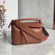 Loewe Mini Puzzle Bag In Satin Calfskin Brown