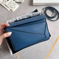 Loewe Mini Puzzle Bag In Classic Calfskin Blue