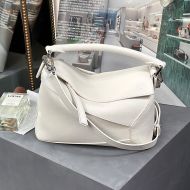 Loewe Small Puzzle Edge Bag In Grained Calfskin White