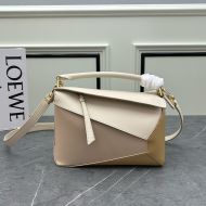 Loewe Small Puzzle Edge Bag In Patchwork Calfskin Beige/Brown